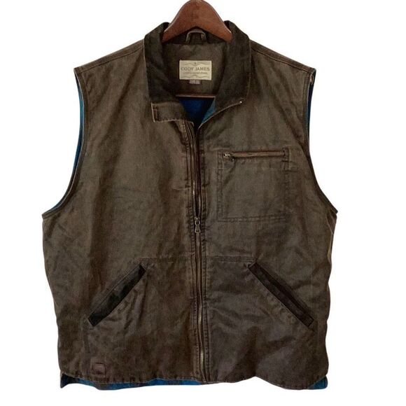 Cody James Dusty 3.0 Oil Coated Zip Up Vest Men’s XL Flannel Lined Western - Picture 2 of 9